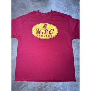 Captivating Mens T Shirt 2XL NCAA USC Trojans Graphic Red Cotton Short Sleeve